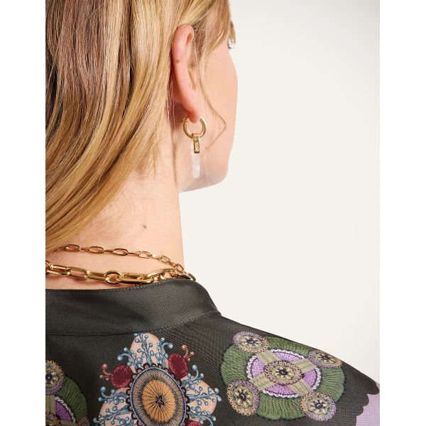 La DoubleJ Pillar Earrings in 24K Gold Plate & Clear Quartz, view 3