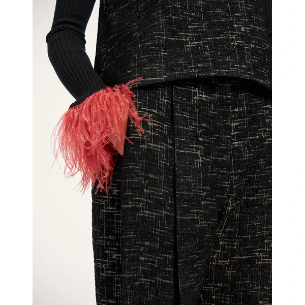 La DoubleJ Pleated Pants in Bicolor Black at Luxury Shoes 