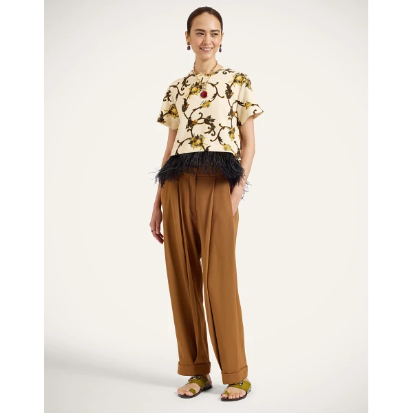La DoubleJ Pleated Pants in Tobacco at Luxury Shoes 