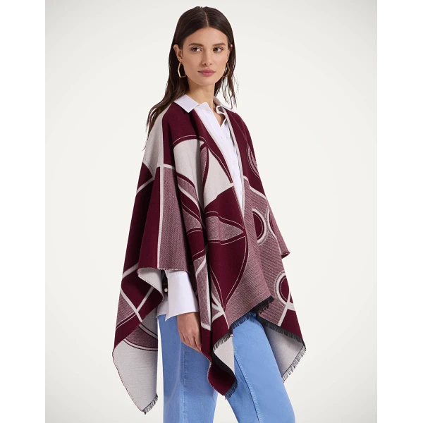 La DoubleJ Poncho in Eclipse Burgundy at Luxury Shoes 