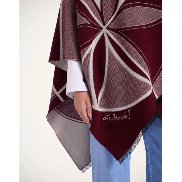La DoubleJ Poncho in Eclipse Burgundy at Luxury Shoes 