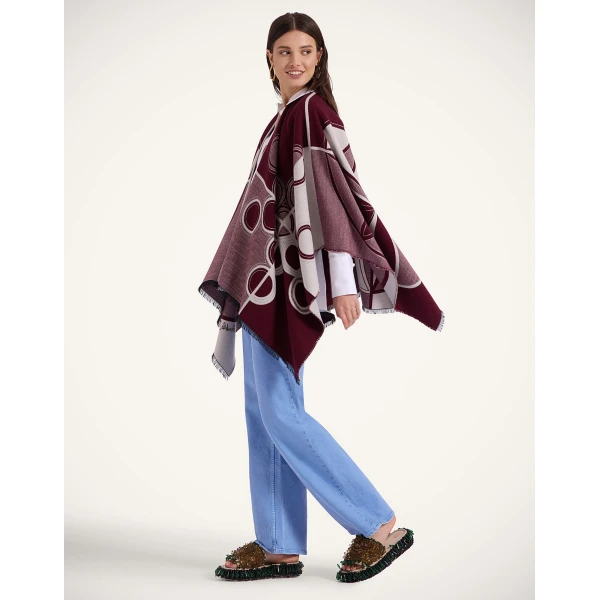 La DoubleJ Poncho in Eclipse Burgundy at Luxury Shoes 