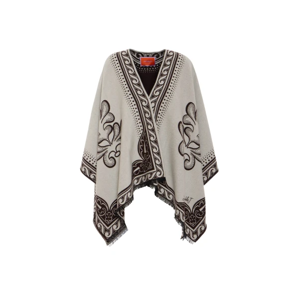 Poncho in Herald Cream