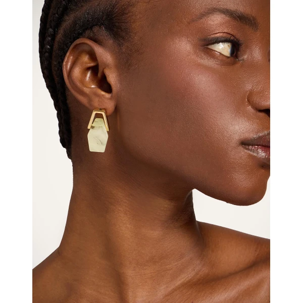 La DoubleJ Portal Earrings in 24K Gold Plate & Green Resin at Luxury Shoes 