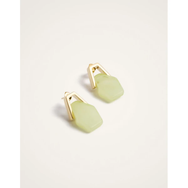 La DoubleJ Portal Earrings in 24K Gold Plate & Green Resin at Luxury Shoes 