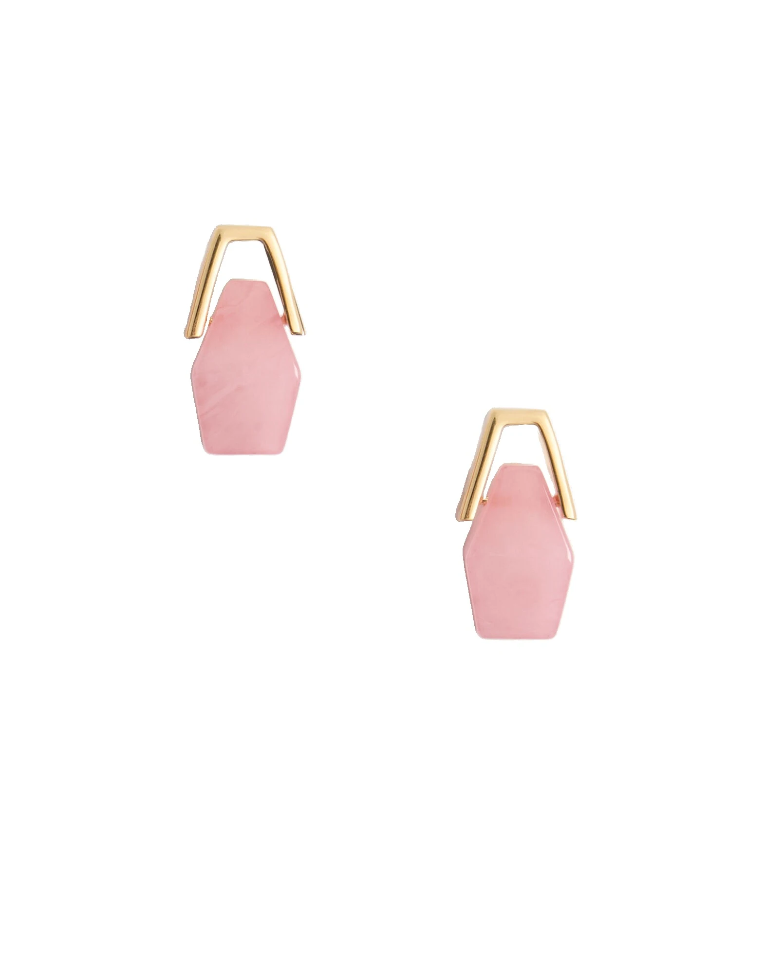 La DoubleJ Portal Earrings in 24K Gold Plate & Pink Resin at Luxury Shoes La DoubleJ Portal Earrings in 24K Gold Plate & Pink Resin at Luxury Shoes