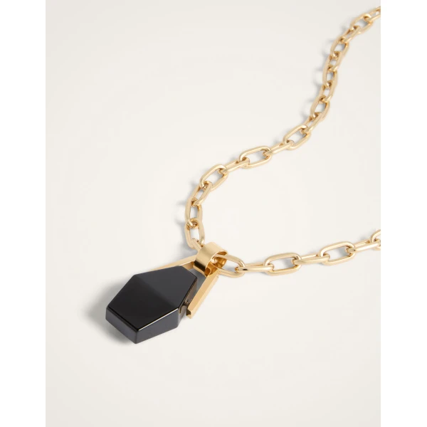 La DoubleJ Portal Necklace in 24K Gold Plate And Onyx at Luxury Shoes 
