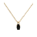 La DoubleJ Portal Necklace in 24K Gold Plate And Onyx at Luxury Shoes 