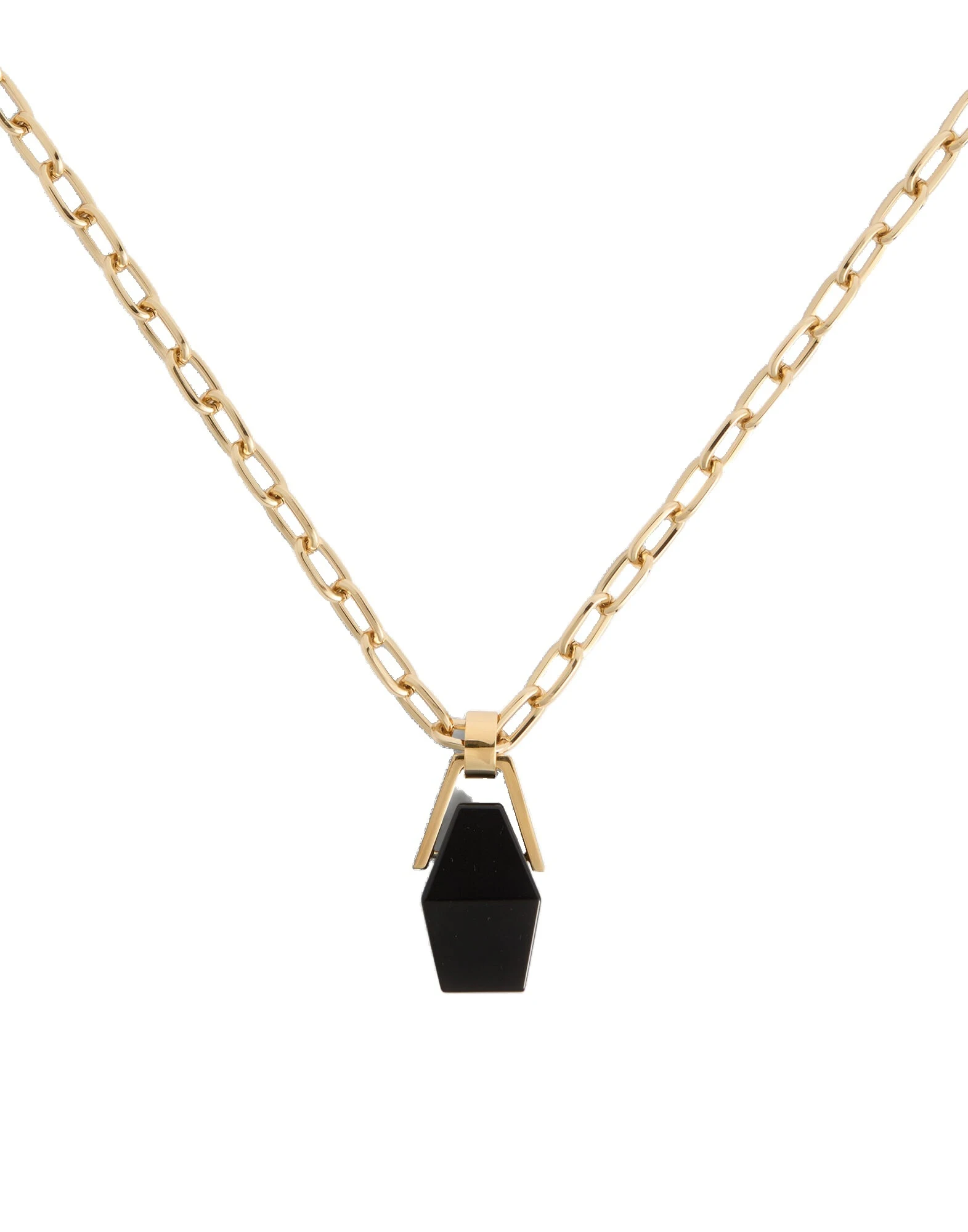 La DoubleJ Portal Necklace in 24K Gold Plate And Onyx at Luxury Shoes La DoubleJ Portal Necklace in 24K Gold Plate And Onyx at Luxury Shoes