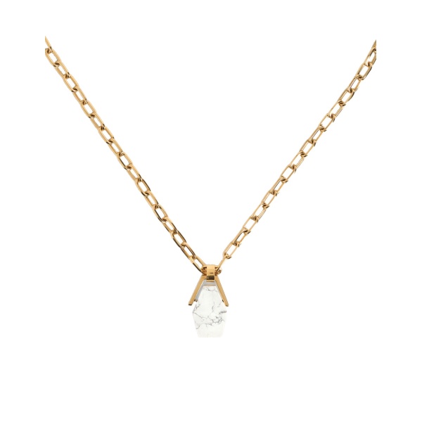 La DoubleJ Portal Necklace in 24K Gold Plate & Howlite at Luxury Shoes 