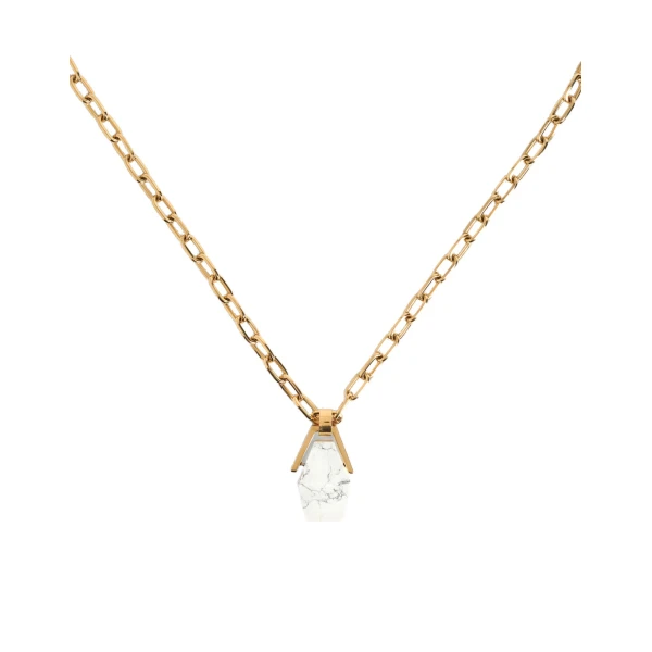 La DoubleJ Portal Necklace in 24K Gold Plate & Howlite at Luxury Shoes 