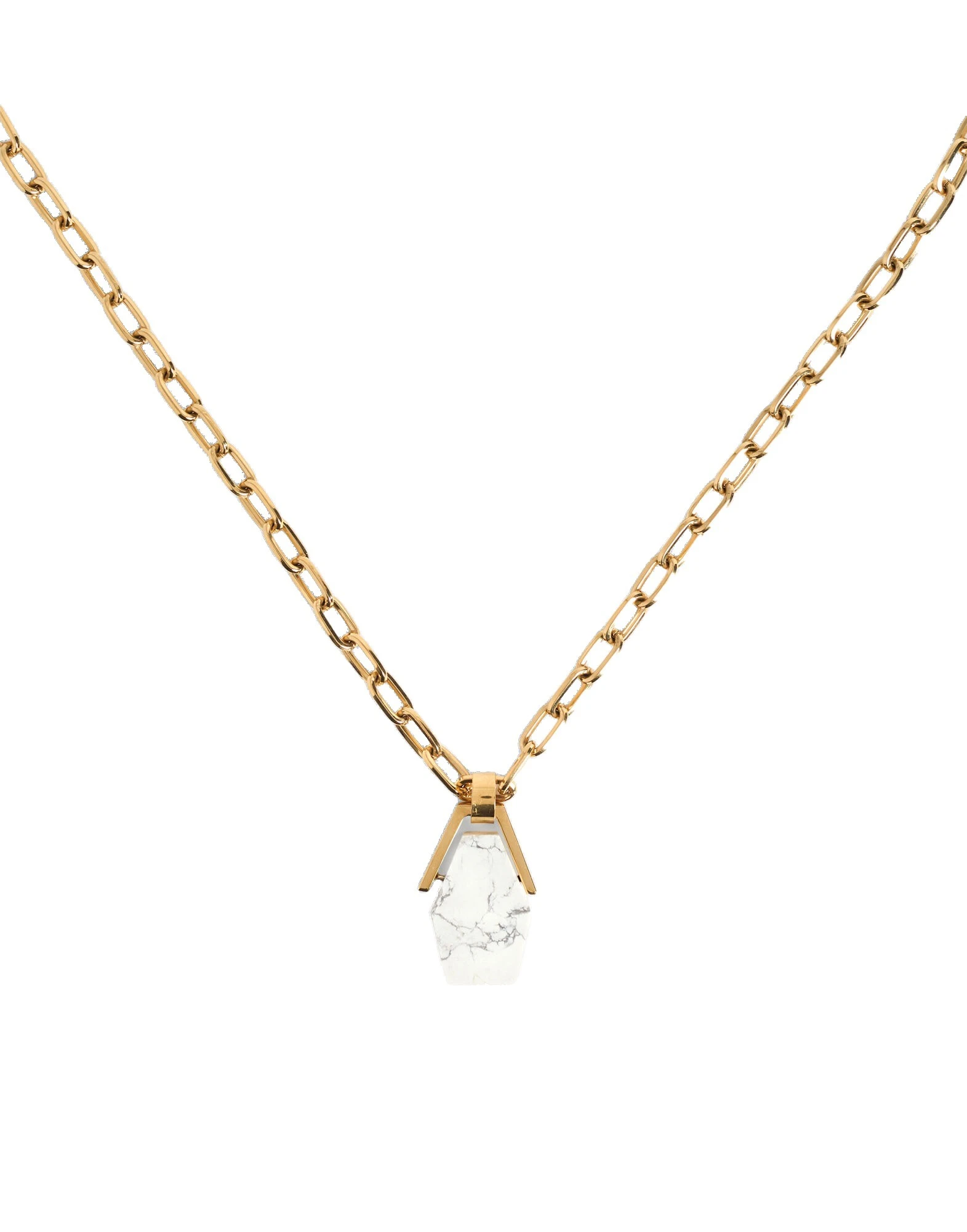 La DoubleJ Portal Necklace in 24K Gold Plate & Howlite at Luxury Shoes La DoubleJ Portal Necklace in 24K Gold Plate & Howlite at Luxury Shoes