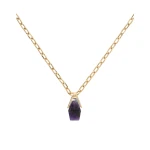 La DoubleJ Portal Necklace in 24k Gold Plate & Amethyst at Luxury Shoes 