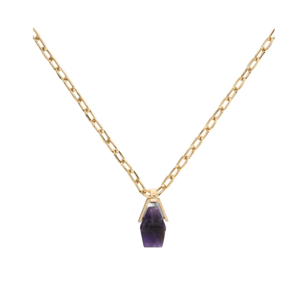 Portal Necklace in 24k Gold Plate & Amethyst