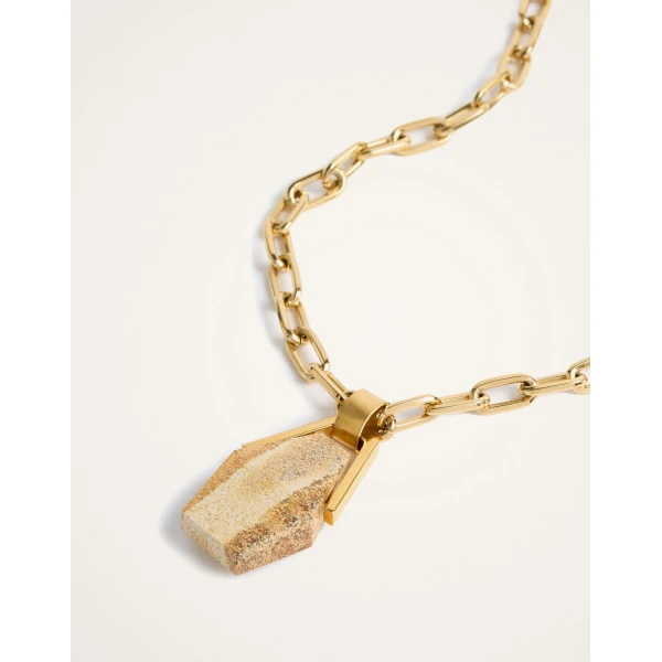 La DoubleJ Portal Necklace in 24k Gold Plate & Jasper at Luxury Shoes 