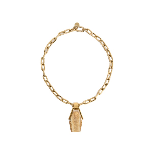 La DoubleJ Portal Necklace in 24k Gold Plate & Jasper at Luxury Shoes 
