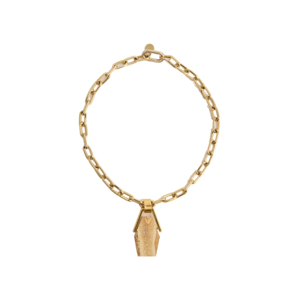La DoubleJ Portal Necklace in 24k Gold Plate & Jasper at Luxury Shoes 