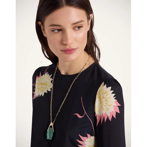 La DoubleJ Portal Necklace in 24k Gold Plate & Malachite at Luxury Shoes 