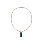La DoubleJ Portal Necklace in 24k Gold Plate & Malachite at Luxury Shoes 