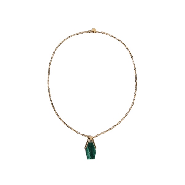 La DoubleJ Portal Necklace in 24k Gold Plate & Malachite at Luxury Shoes 