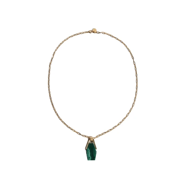 Portal Necklace in 24k Gold Plate & Malachite