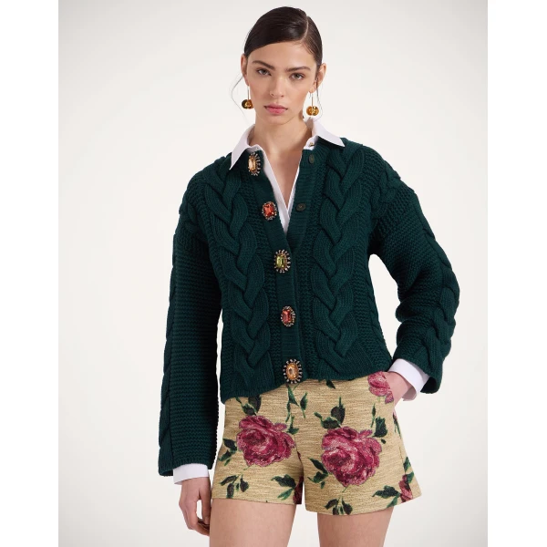 La DoubleJ Portrait Cardigan in Green, view 2