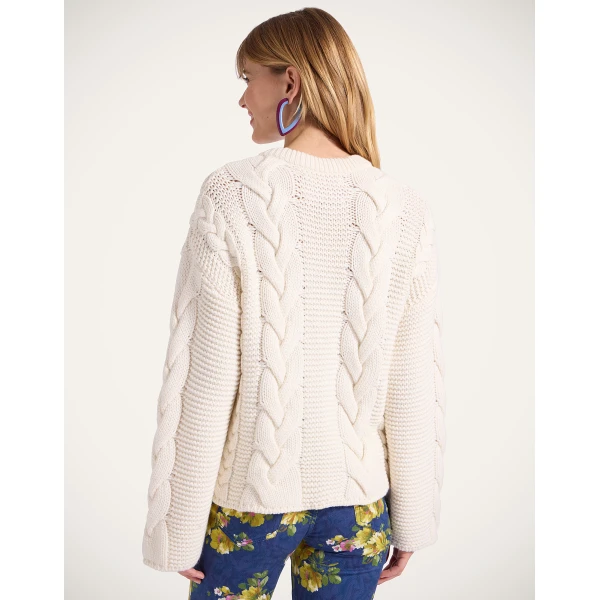La DoubleJ Portrait Cardigan in Ivory, view 3