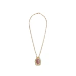 La DoubleJ Power Portal Necklace in 24K Gold Plate & Rhodonite at Luxury Shoes 