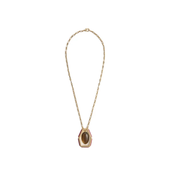 Power Portal Necklace in 24K Gold Plate & Smoky Quartz