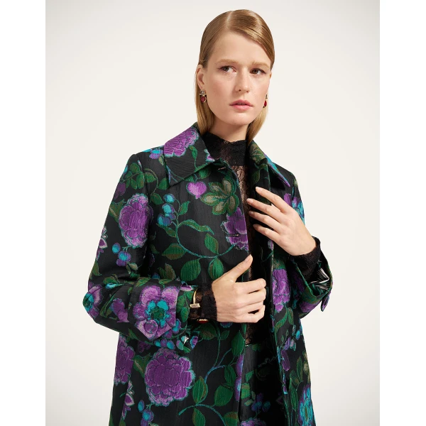 La DoubleJ Precious Coat in Botanical Black at Luxury Shoes 