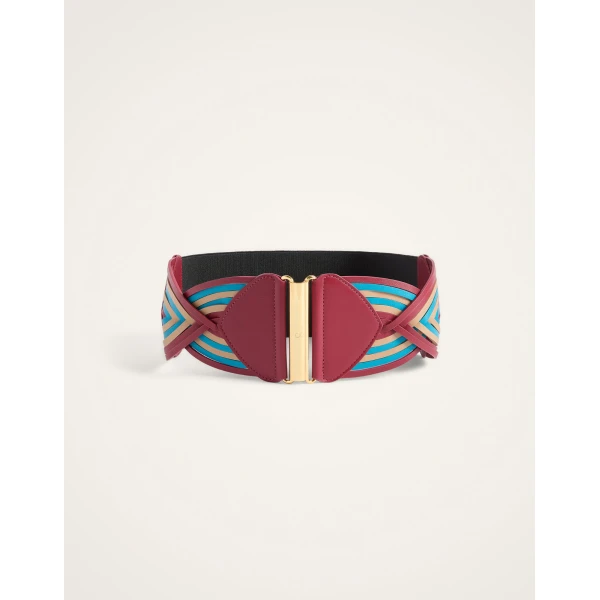 La DoubleJ Rainbow Belt in Color Block Burgundy at Luxury Shoes 