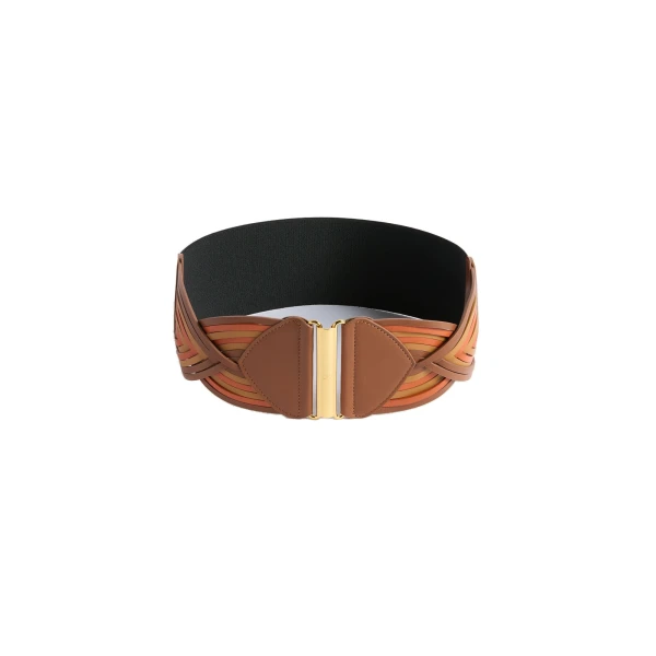 Rainbow Belt in Color Block Orange & Camel