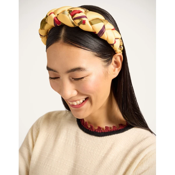 La DoubleJ Rapunzel Headband in Bamboo Yellow at Luxury Shoes 