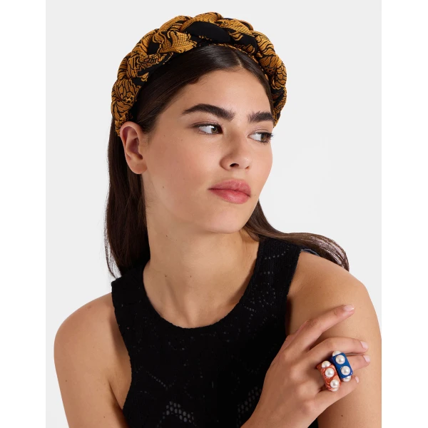 La DoubleJ Rapunzel Headband in Cherubs Black at Luxury Shoes 