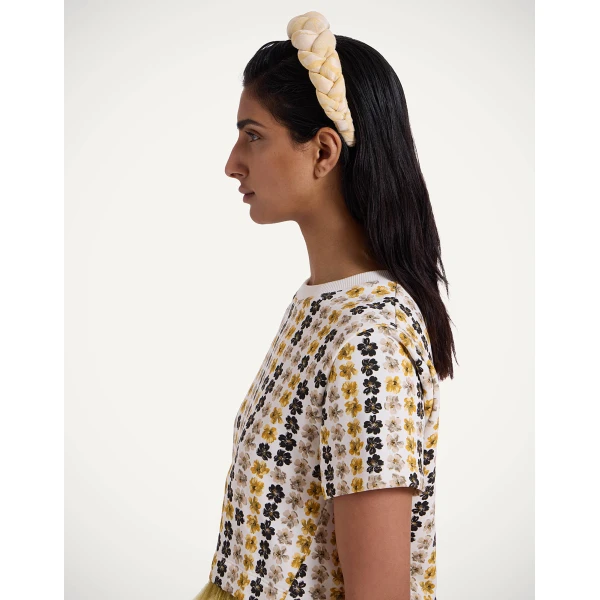 La DoubleJ Rapunzel Headband in Iris Yellow at Luxury Shoes 