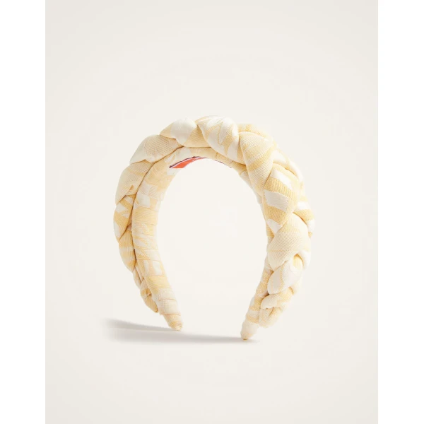 La DoubleJ Rapunzel Headband in Iris Yellow at Luxury Shoes 