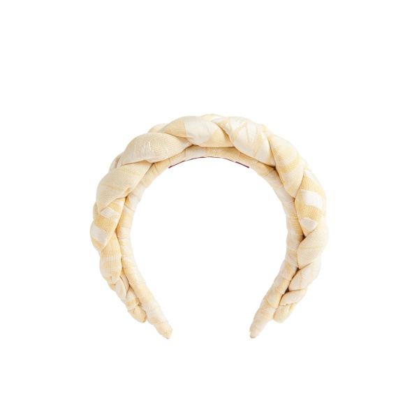 La DoubleJ Rapunzel Headband in Iris Yellow at Luxury Shoes 