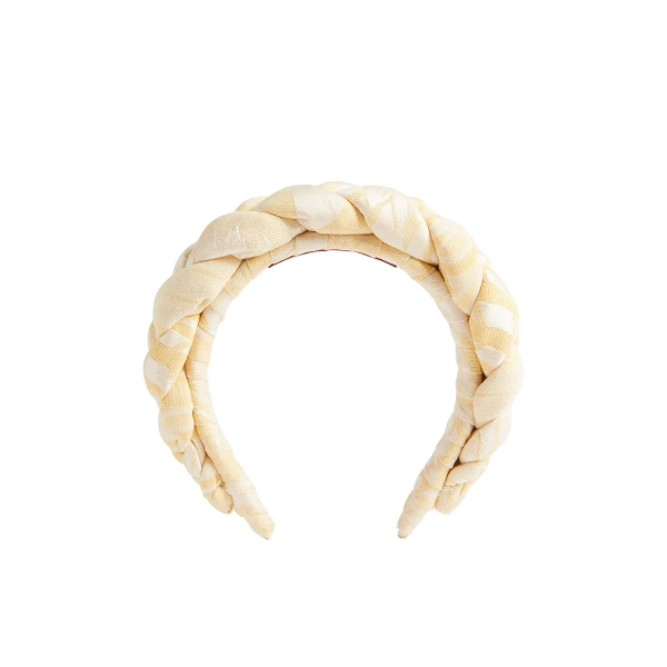 La DoubleJ Rapunzel Headband in Iris Yellow at Luxury Shoes 