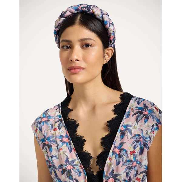 La DoubleJ Rapunzel Headband in Mini Tropicana Mauve at Luxury Shoes 