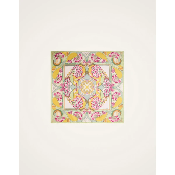 La DoubleJ Reversible Foulard 90 in Florette Fuchsia at Luxury Shoes 