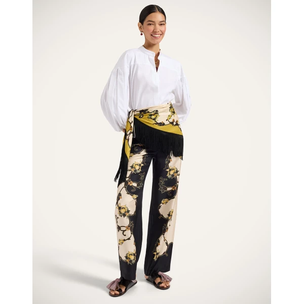 La DoubleJ Reversible Fringe Foulard 90 in Buttercup White at Luxury Shoes 
