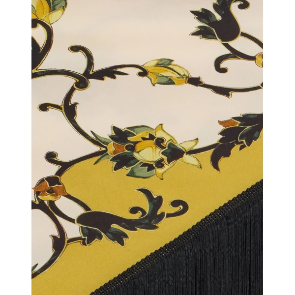 La DoubleJ Reversible Fringe Foulard 90 in Buttercup White at Luxury Shoes 
