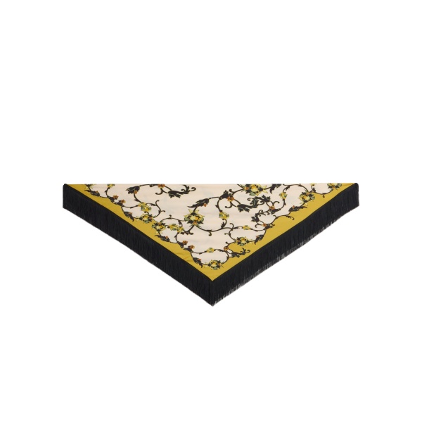 La DoubleJ Reversible Fringe Foulard 90 in Buttercup White at Luxury Shoes 
