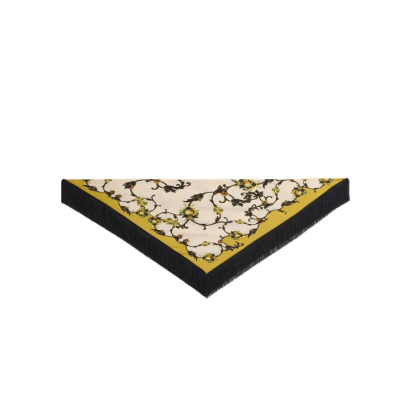 Reversible Fringe Foulard 90 in Buttercup White