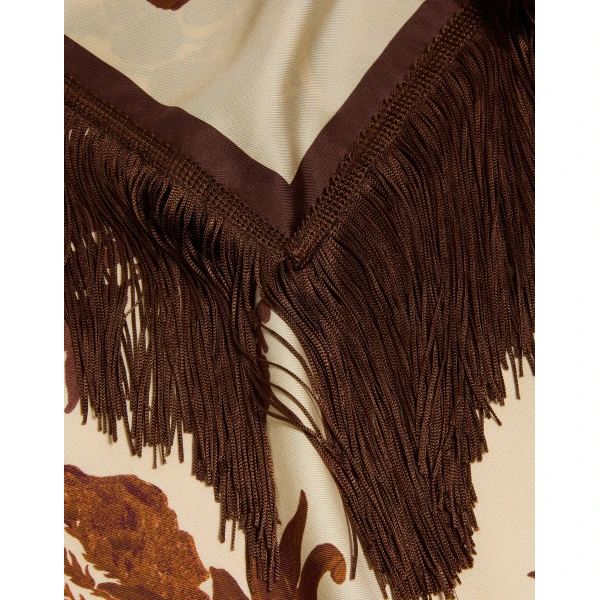 La DoubleJ Reversible Fringe Foulard 90 in Coven Buttercream at Luxury Shoes 