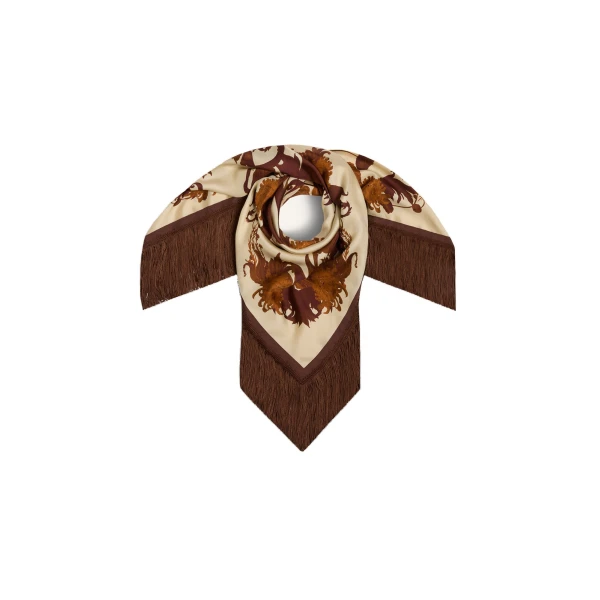 Reversible Fringe Foulard 90 in Coven Buttercream