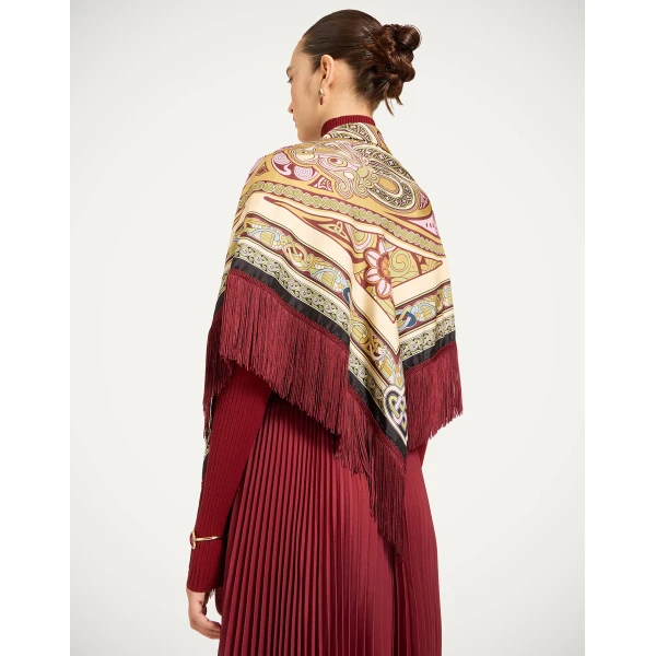 La DoubleJ Reversible Fringe Foulard 90 in Kells Light Green, view 3