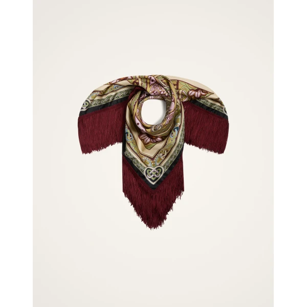 La DoubleJ Reversible Fringe Foulard 90 in Kells Light Green, view 4
