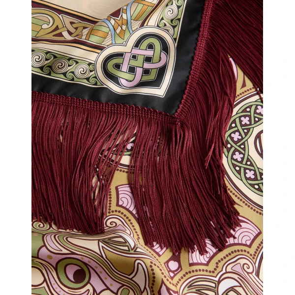 La DoubleJ Reversible Fringe Foulard 90 in Kells Light Green, view 6