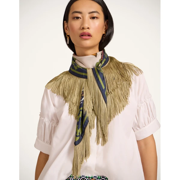 La DoubleJ Reversible Fringe Foulard 90 in Mariposa Celeste, view 2